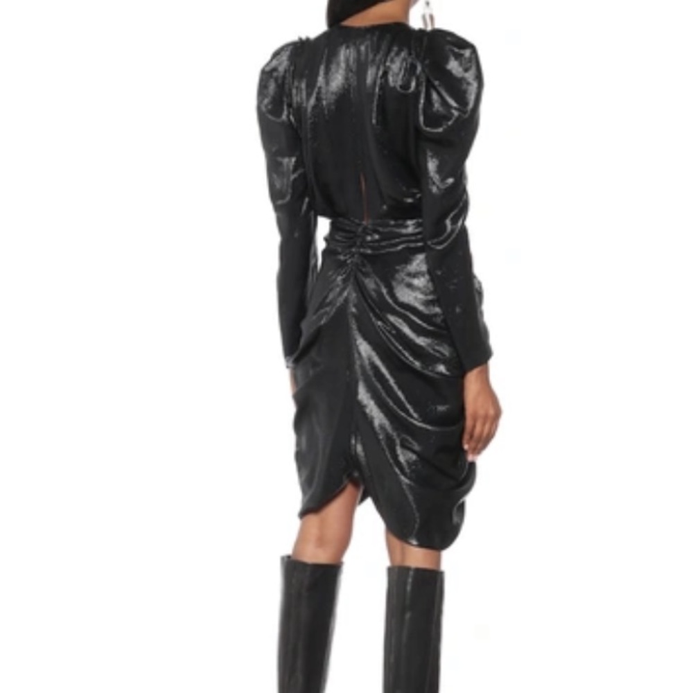NEW Isabel Marant Issolya dress puff sleeve draped black dress - Picture 4 of 10